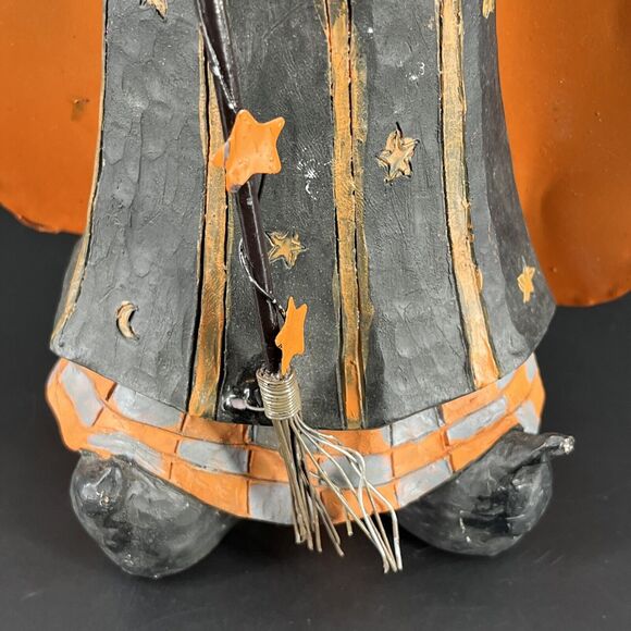 Halloween Decorative Scary Resin & Metal Witch Figurine Folk Art Rustic - Picture 3 of 15